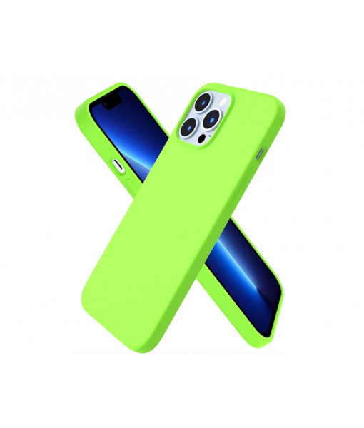 Husa iPhone 15, SIlicon Catifelat cu interior Microfibra, Lime